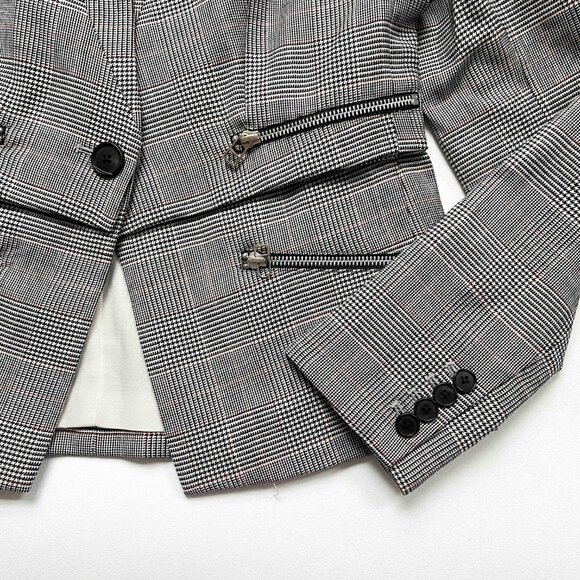 Veronica Beard Paloma Zipper Jacket Black White Red Plaid Size 6 NEW NWT - Picture 4 of 8